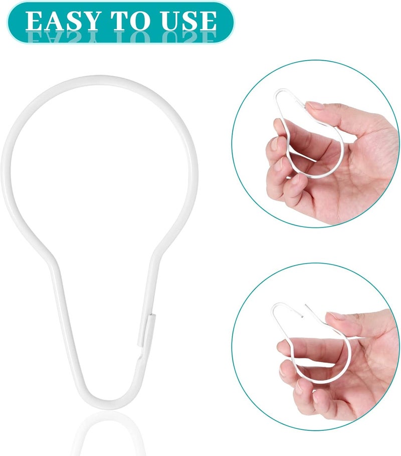 Queekay Metal Shower Curtain Hooks Hanging Clips Metal Curtain Rings Practical Reusable Shower Hangers for Bathroom Bedroom Kitchen Home Applications(White,60 Pieces) - Image 3